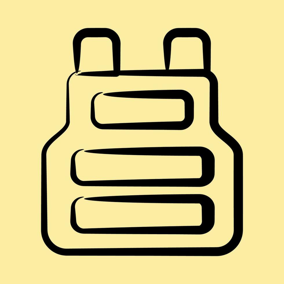 Icon bulletproof vest. Military elements. Icons in hand drawn style. Good for prints, posters, logo, infographics, etc. vector