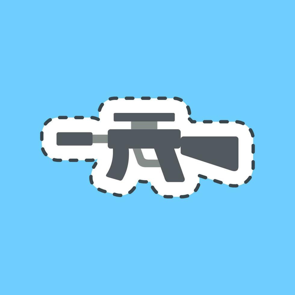Cutting line sticker machine gun. Military elements. Good for prints, posters, logo, infographics, etc. vector