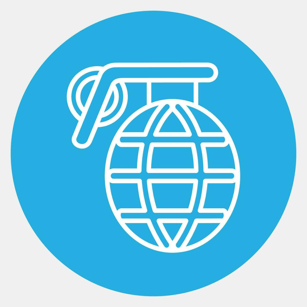 Icon grenade. Military elements. Icons in blue round style. Good for prints, posters, logo, infographics, etc. vector