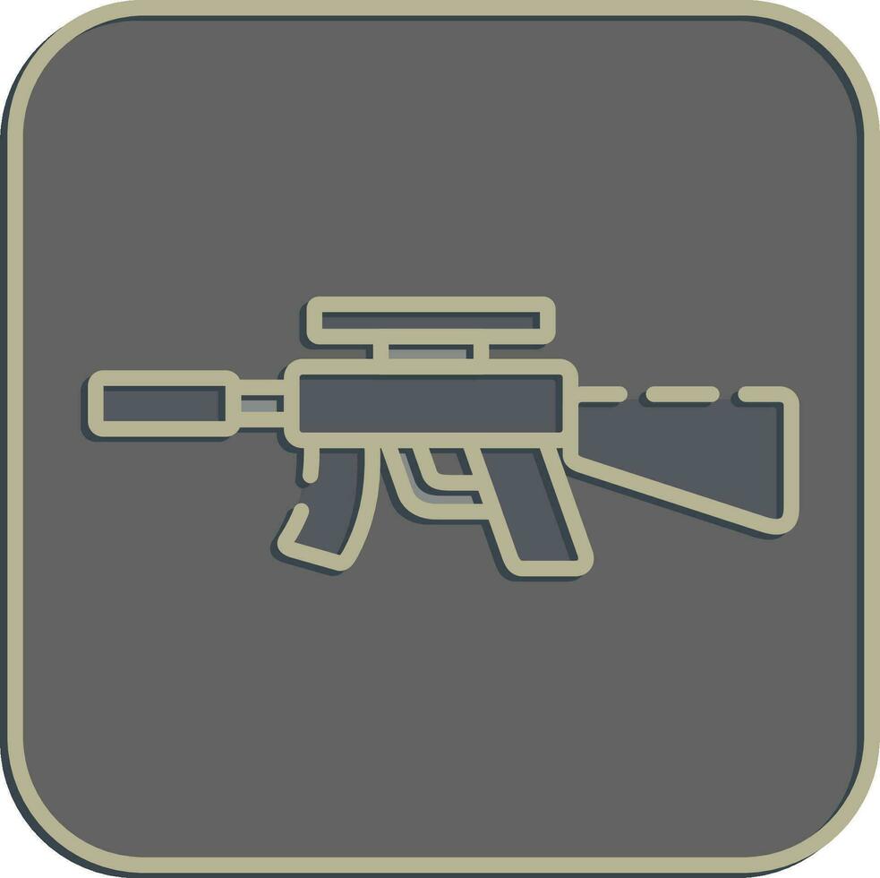 icono máquina pistola. militar elementos. íconos en en relieve estilo. bueno para huellas dactilares, carteles, logo, infografía, etc. vector