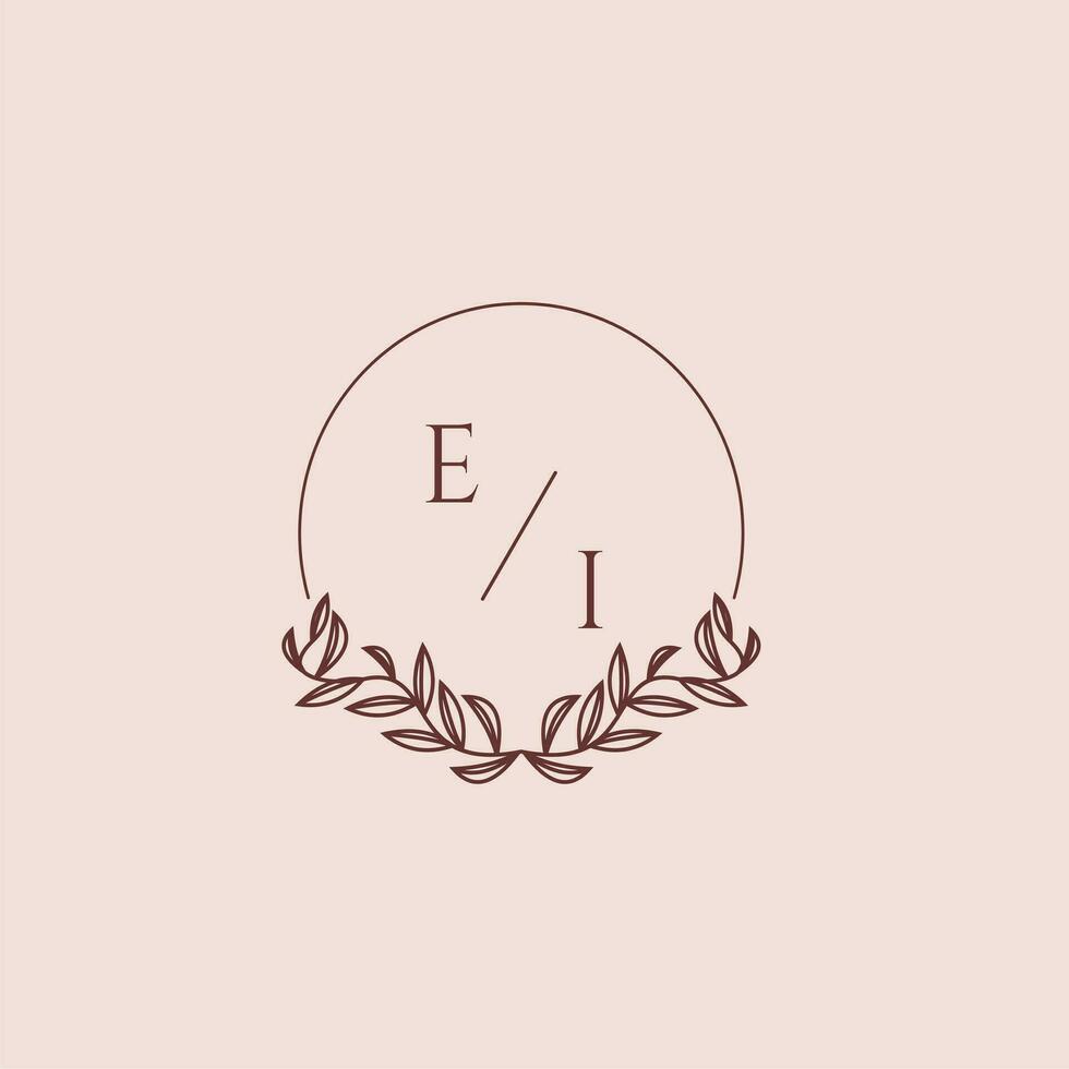 EI initial monogram wedding with creative circle line vector