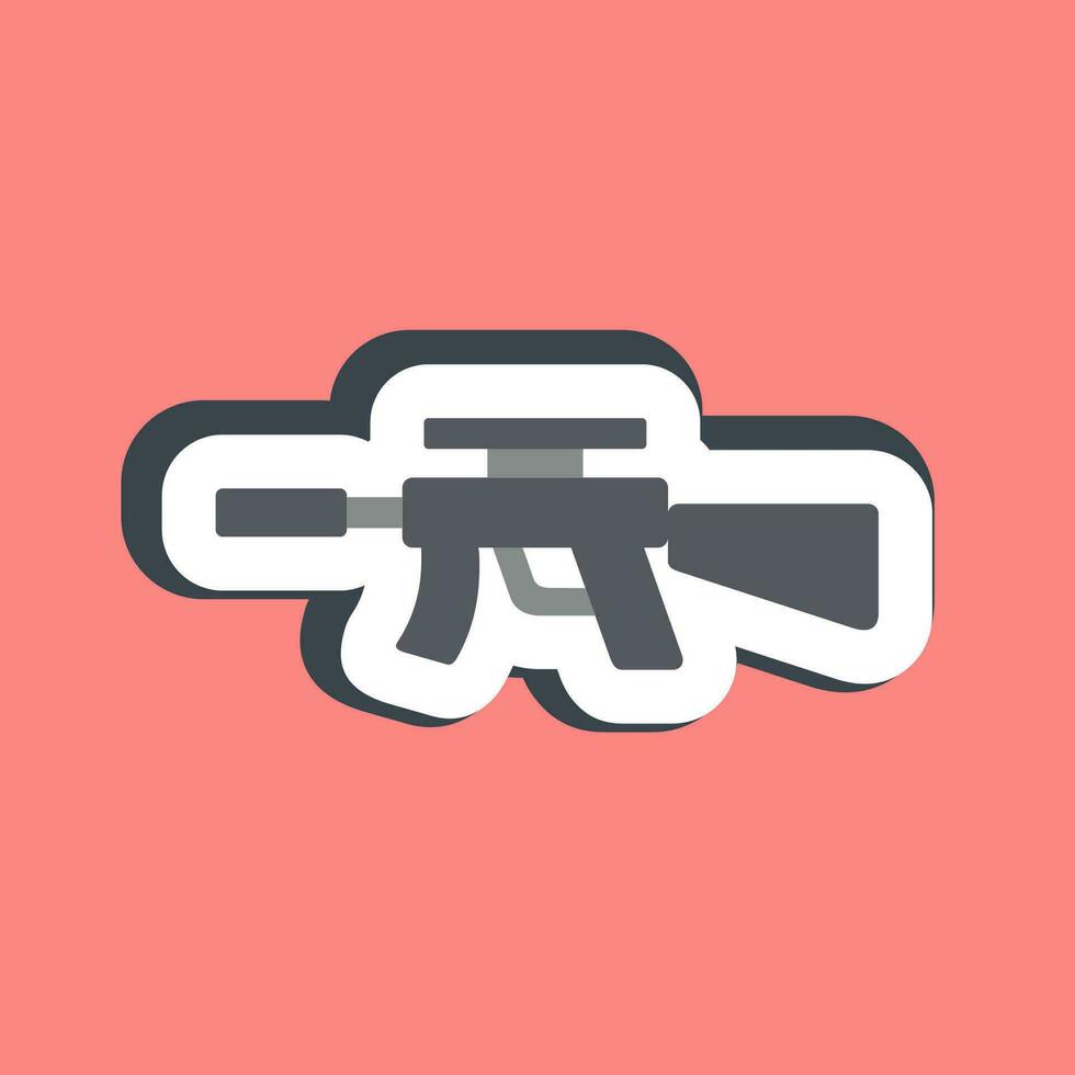 Sticker machine gun. Military elements. Good for prints, posters, logo, infographics, etc. vector