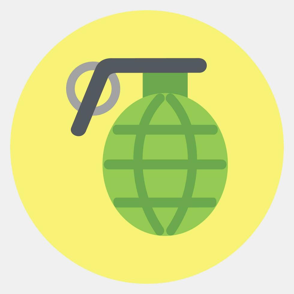 Icon grenade. Military elements. Icons in color mate style. Good for prints, posters, logo, infographics, etc. vector