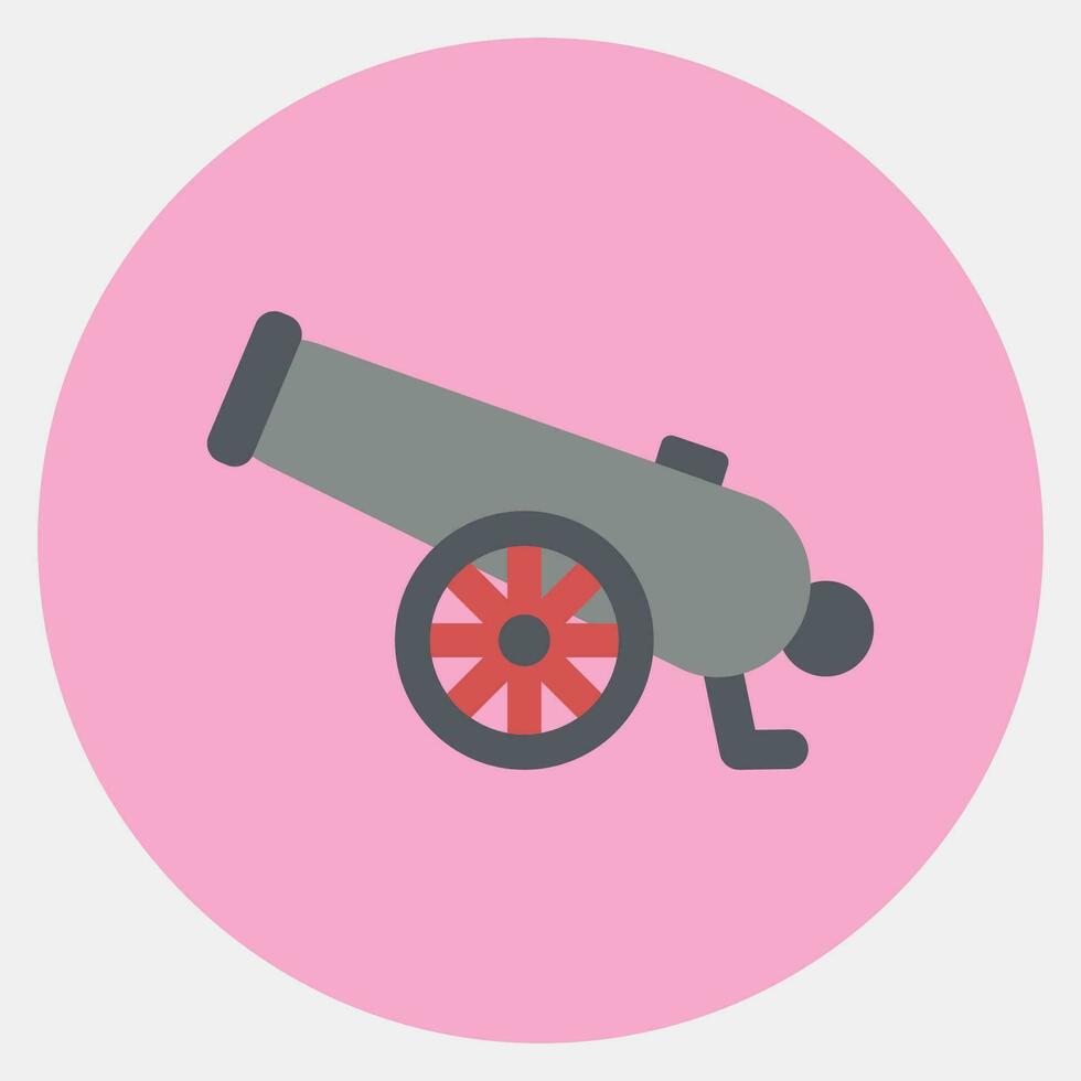 Icon cannon. Military elements. Icons in color mate style. Good for prints, posters, logo, infographics, etc. vector