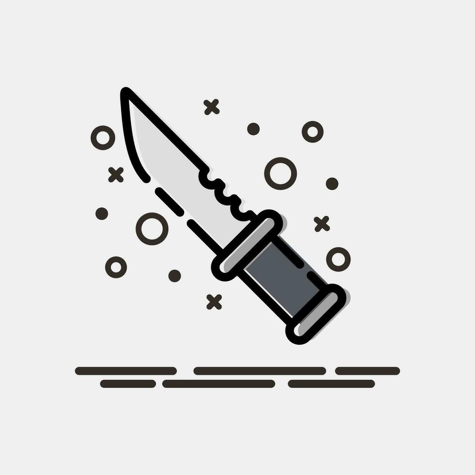 Icon military knife. Military elements. Icons in MBE style. Good for prints, posters, logo, infographics, etc. vector