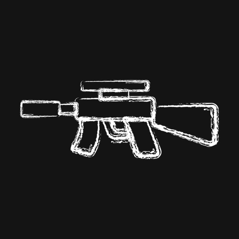 Icon machine gun. Military elements. Icons in chalk style. Good for prints, posters, logo, infographics, etc. vector