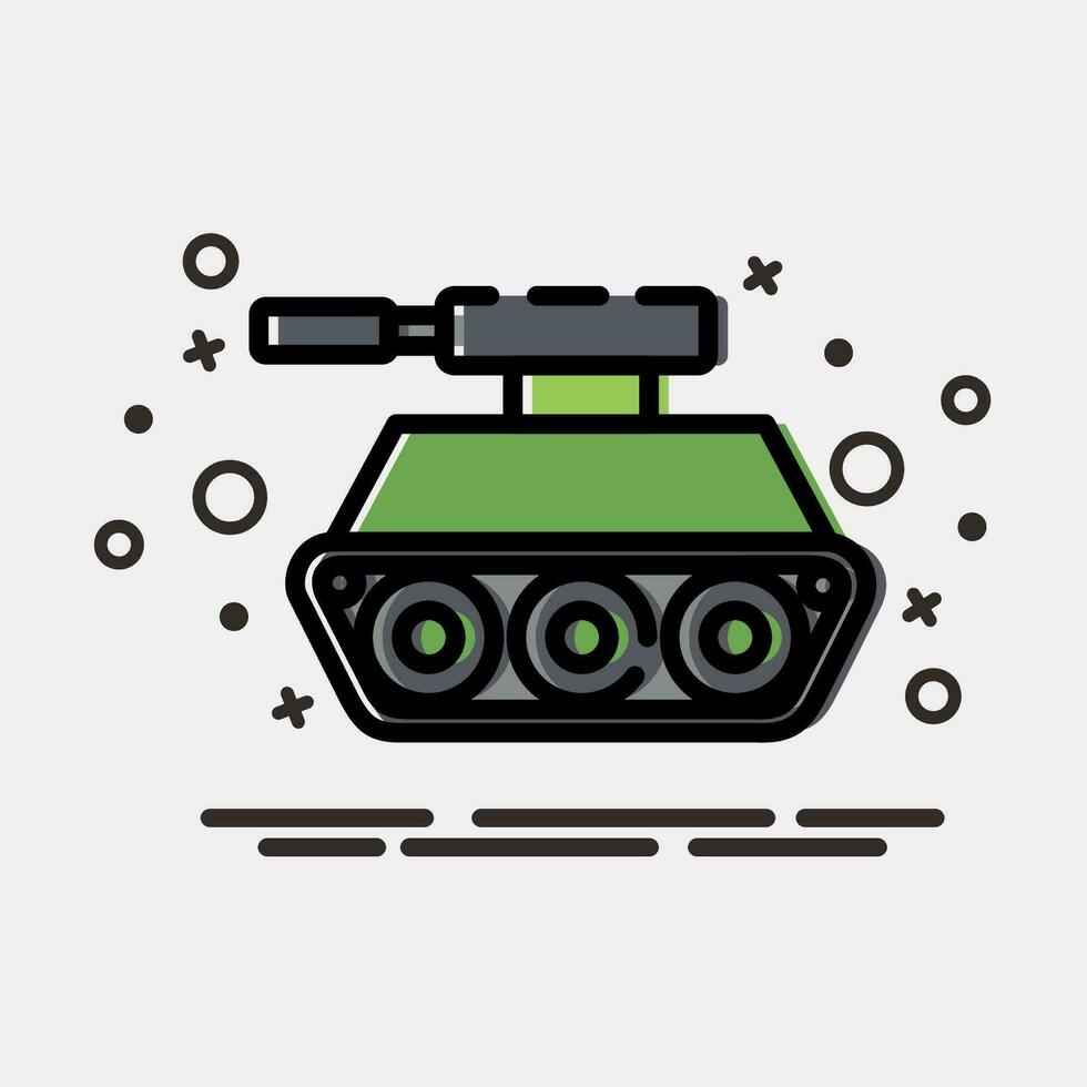 Icon tank. Military elements. Icons in MBE style. Good for prints, posters, logo, infographics, etc. vector