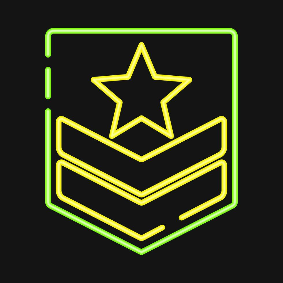 Icon military badge. Military elements. Icons in neon style. Good for prints, posters, logo, infographics, etc. vector