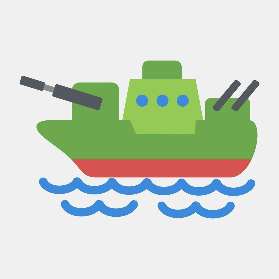 icono batalla barco. militar elementos. íconos en plano estilo. bueno para huellas dactilares, carteles, logo, infografía, etc. vector
