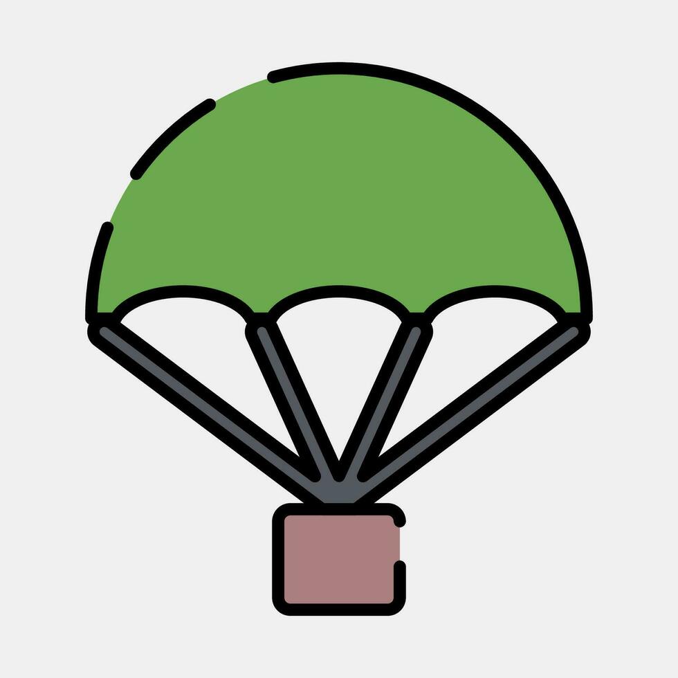Icon parachute. Military elements. Icons in filled line style. Good for prints, posters, logo, infographics, etc. vector