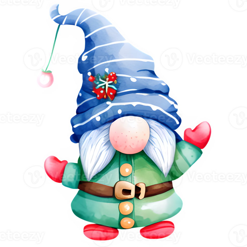 AI generated Christmas gnome watercolor illustration clipart isolated png