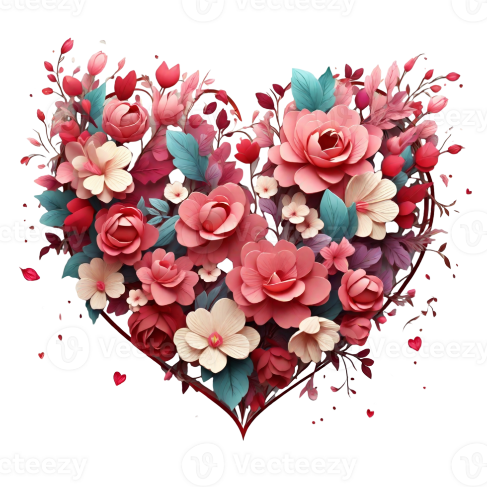 AI generated beautiful  heart graphics for lovers png