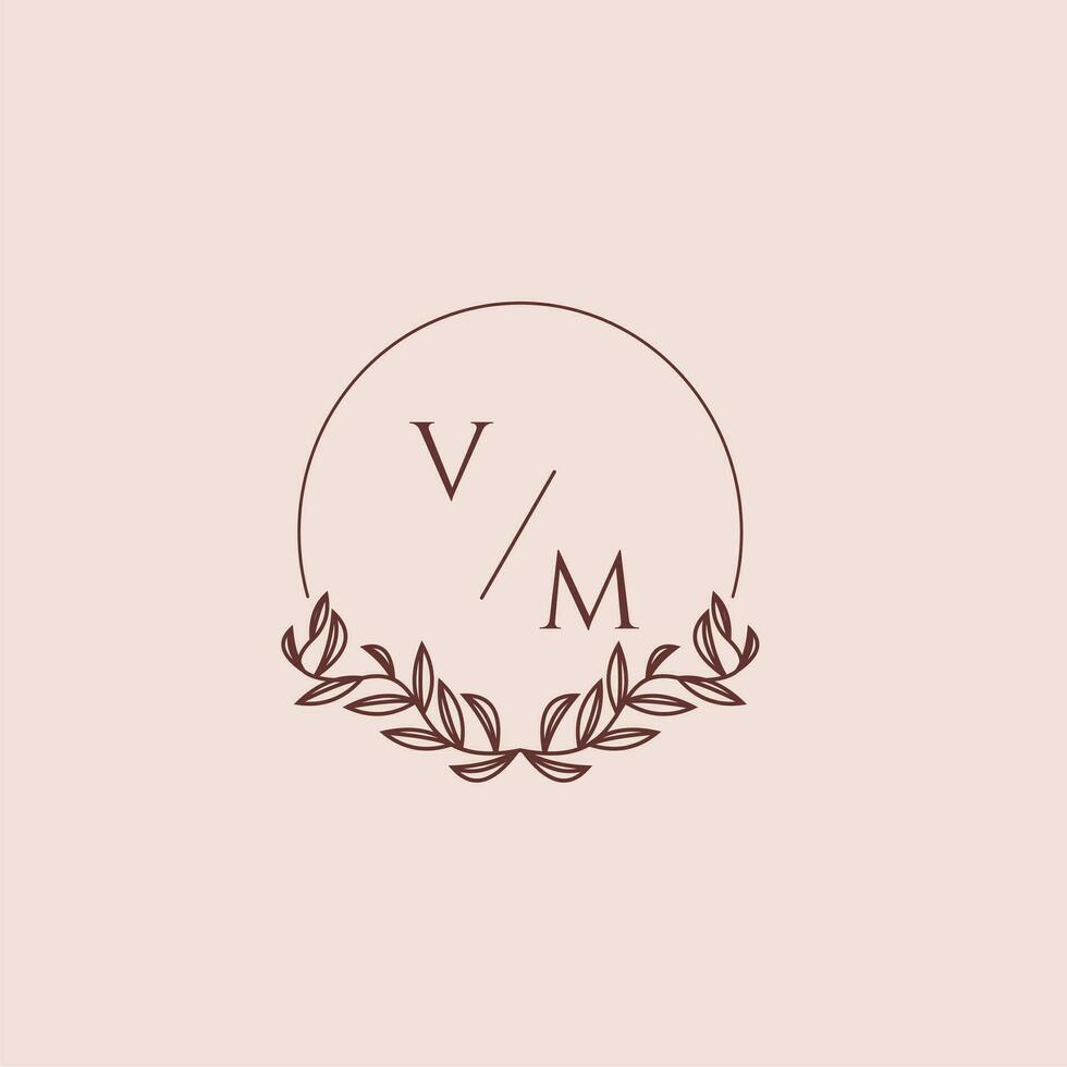 VM initial monogram wedding with creative circle line vector