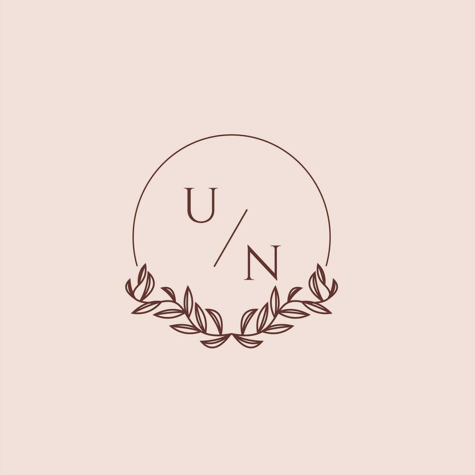 UN initial monogram wedding with creative circle line vector