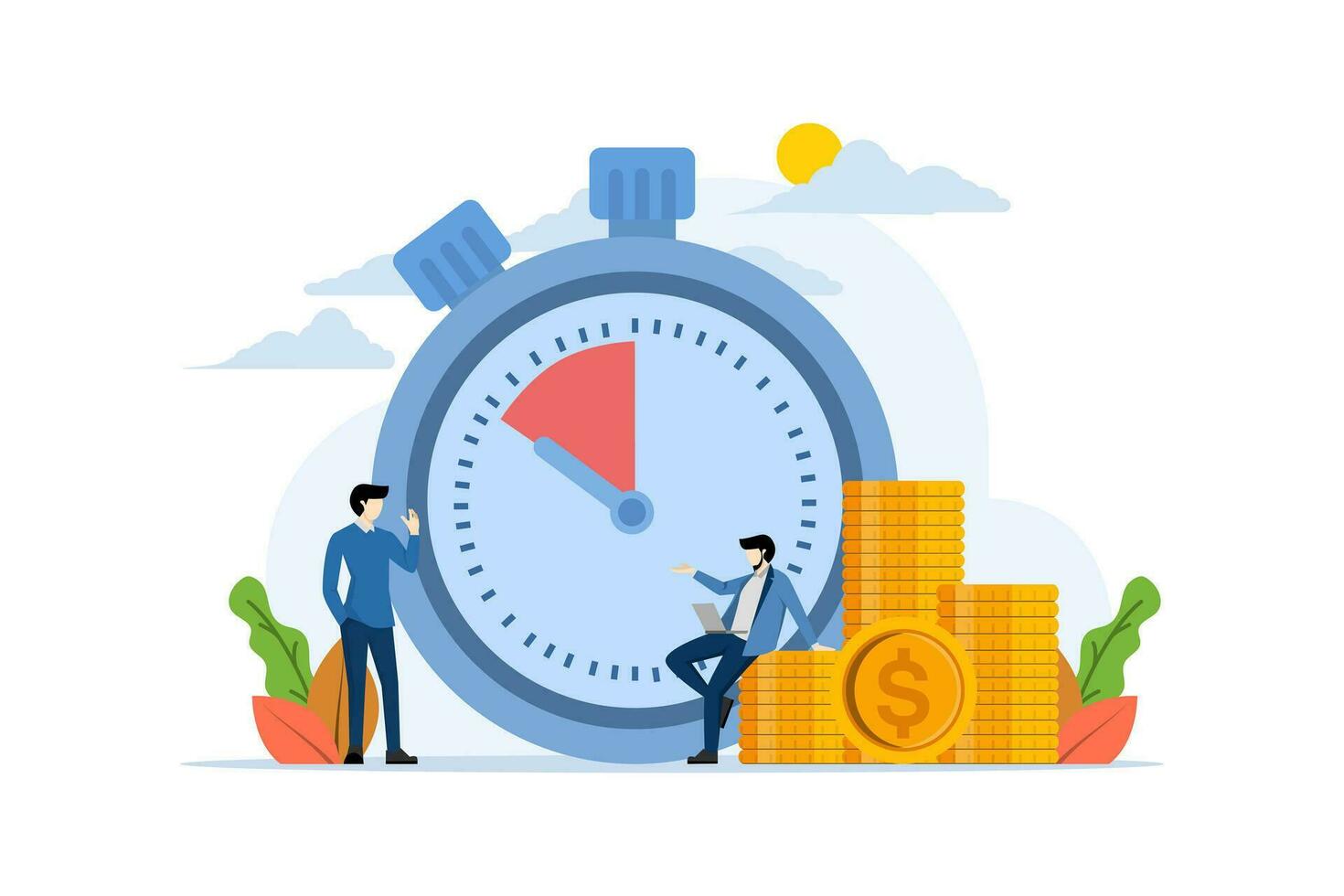 business time management concept, time organization efficiency. Project team work schedule. Good business processes. time control plan. deadline, planner, start, agenda, time, flat vector illustration
