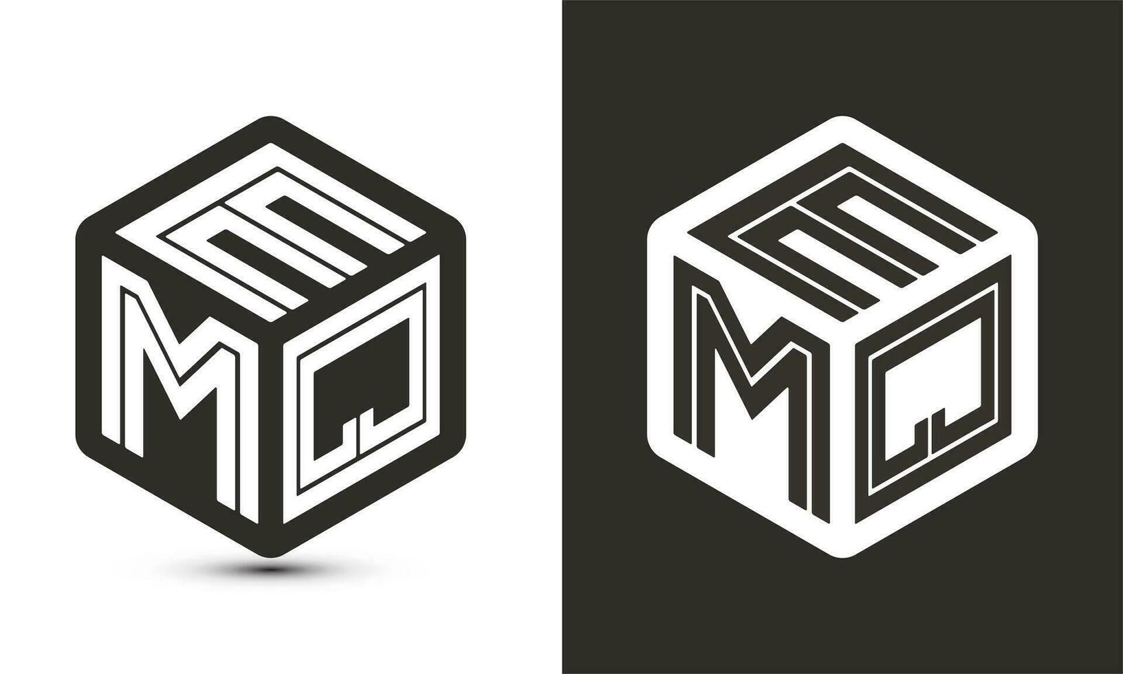 emq letra logo diseño con ilustrador cubo logo, vector logo moderno alfabeto fuente superposición estilo.