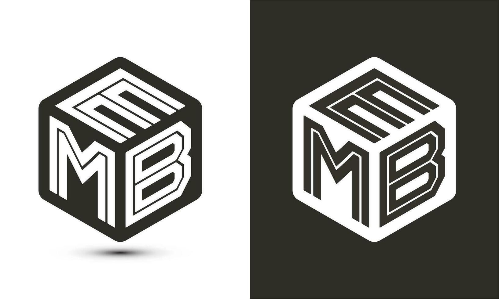 EMB letter logo design with illustrator cube logo, vector logo modern alphabet font overlap style.