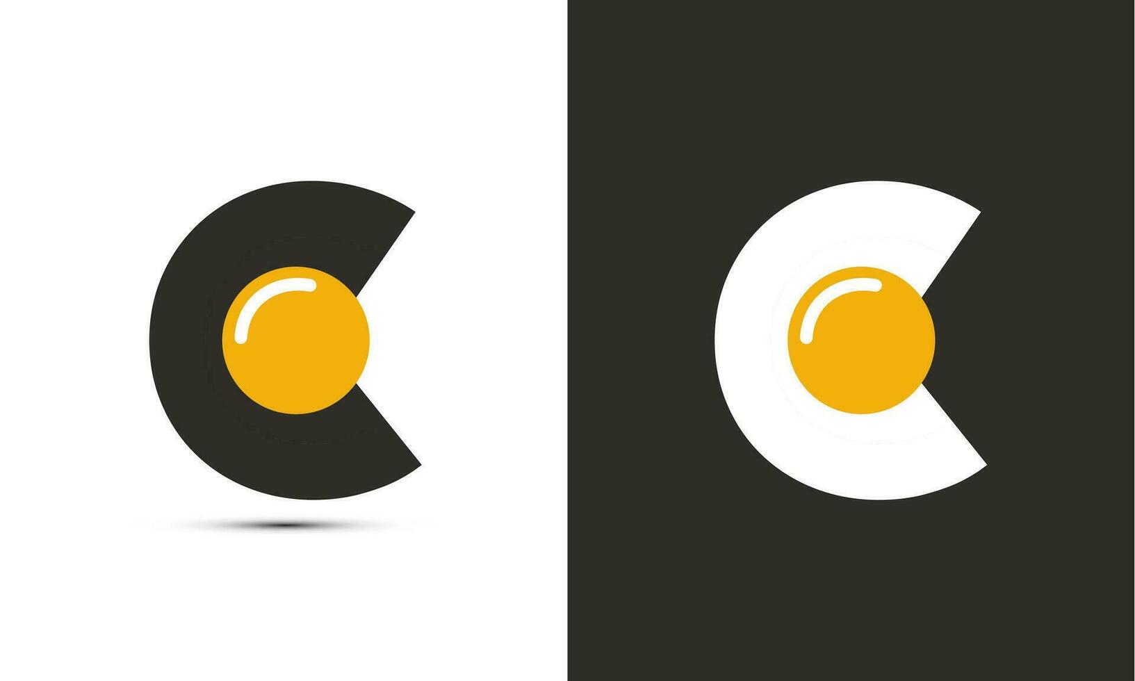 Modern illustration logo design initial C combine with fried egg. vector
