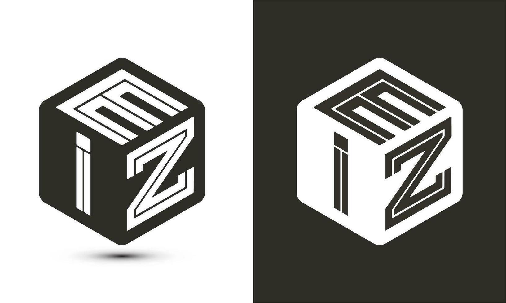 EIZ letter logo design with illustrator cube logo, vector logo modern alphabet font overlap style.