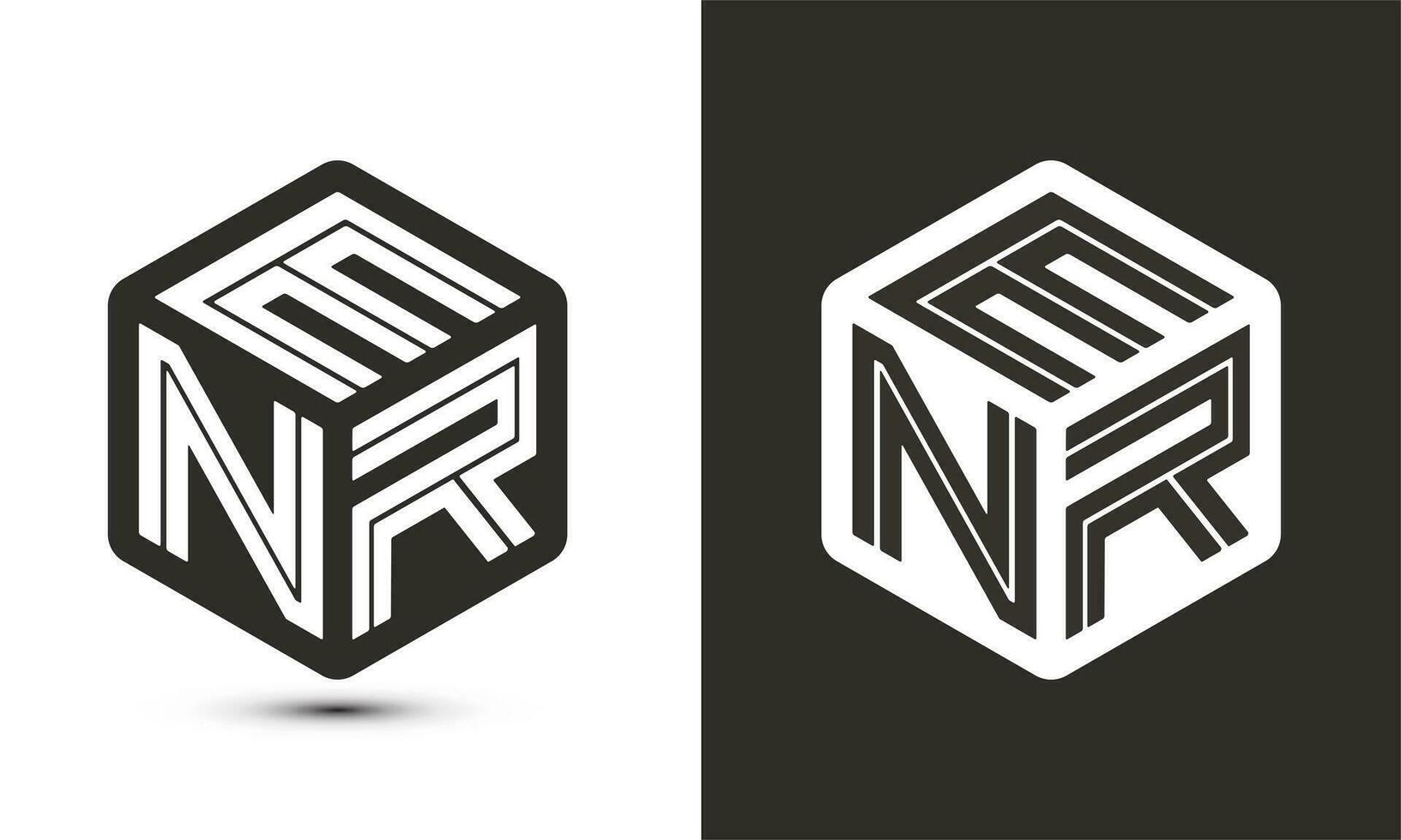 enr letra logo diseño con ilustrador cubo logo, vector logo moderno alfabeto fuente superposición estilo.