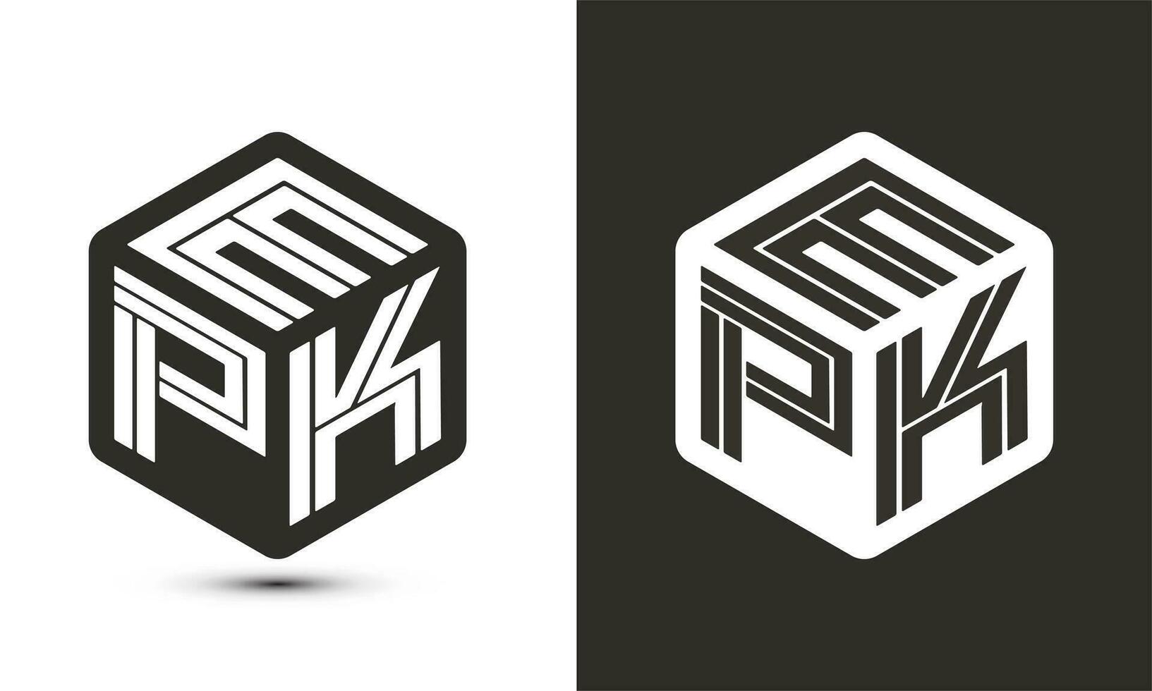 EPK letter logo design with illustrator cube logo, vector logo modern alphabet font overlap style.