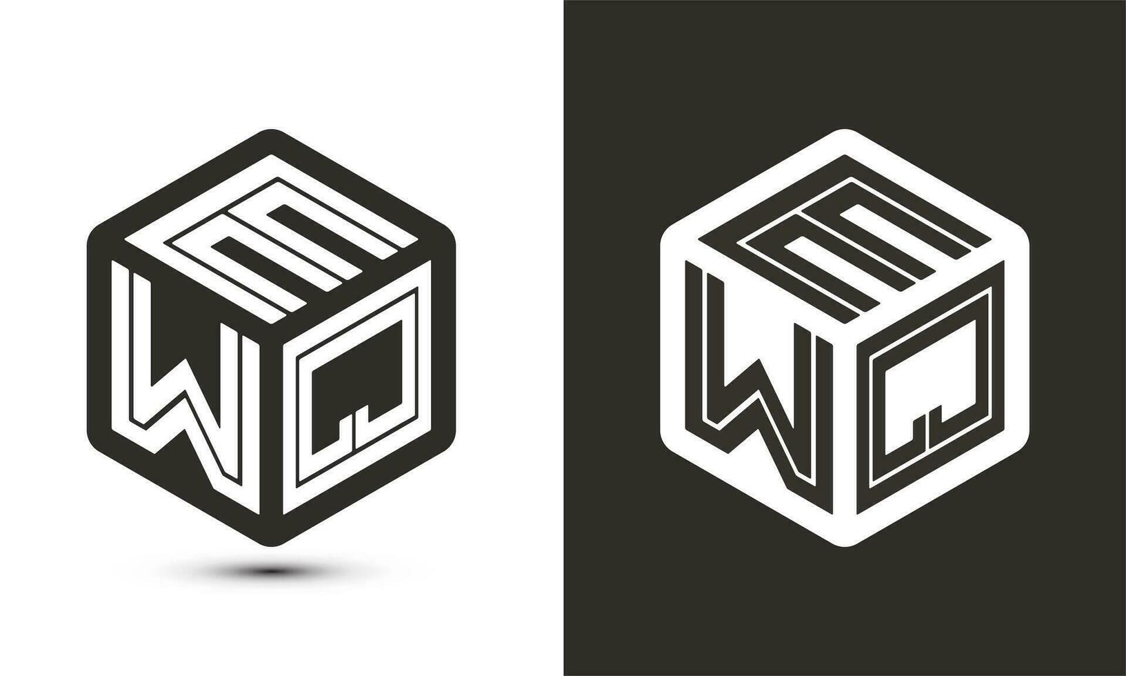 EWQ letter logo design with illustrator cube logo, vector logo modern alphabet font overlap style.