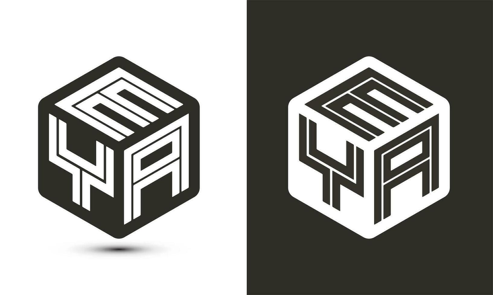 EYA letter logo design with illustrator cube logo, vector logo modern alphabet font overlap style.