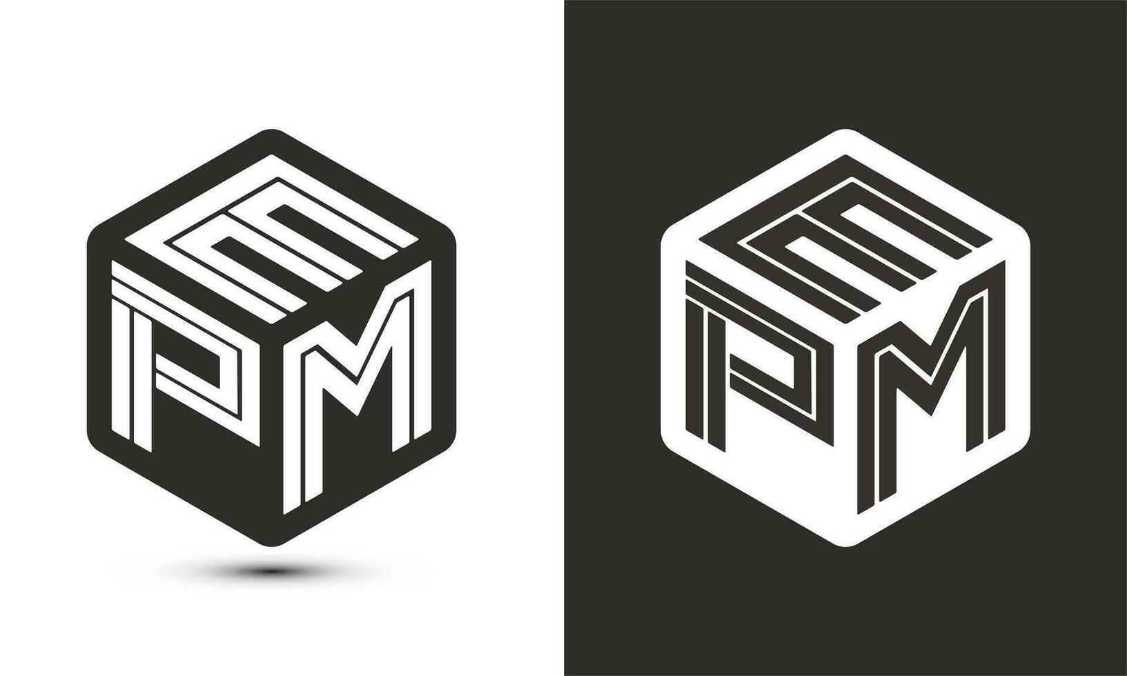 epm letra logo diseño con ilustrador cubo logo, vector logo moderno alfabeto fuente superposición estilo.