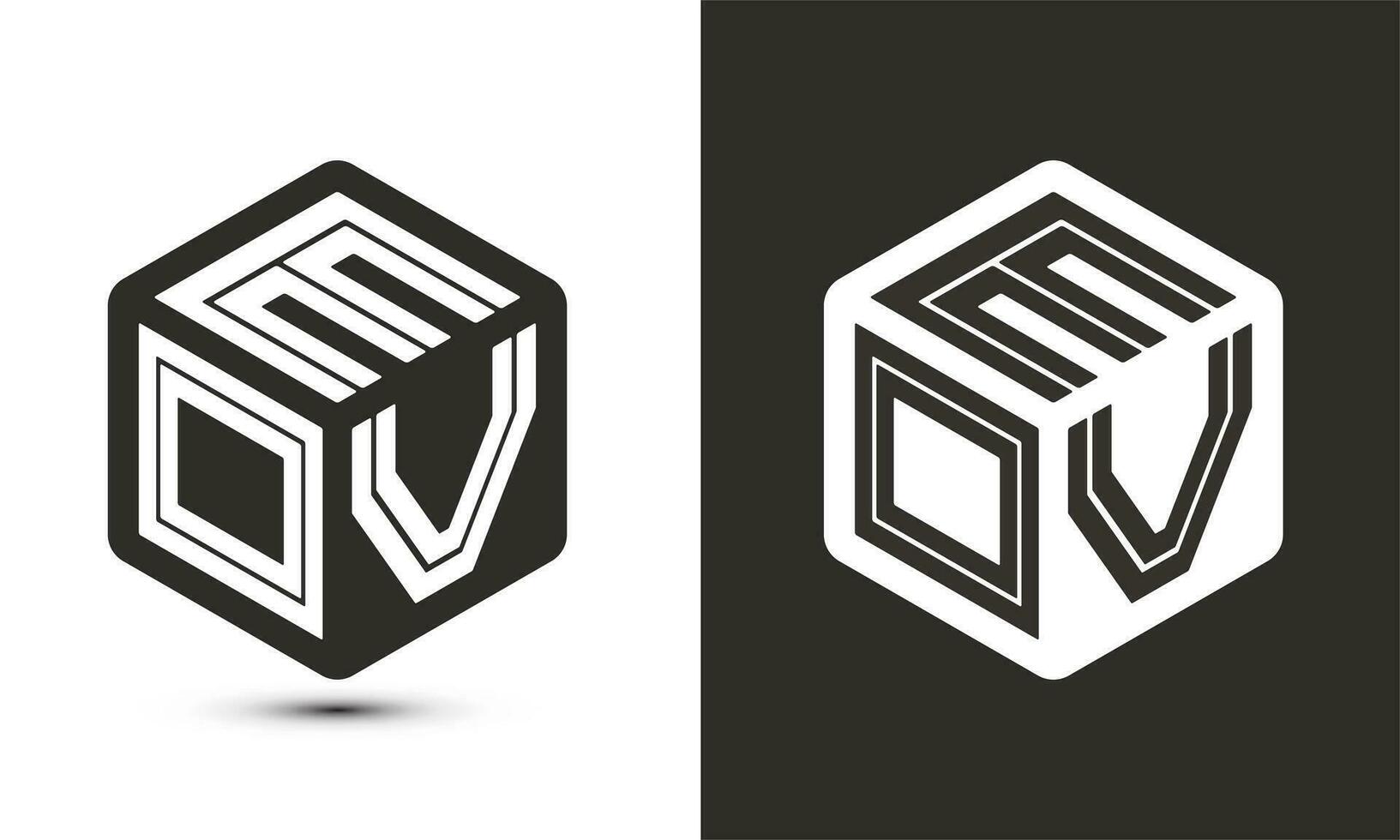 EOV letter logo design with illustrator cube logo, vector logo modern alphabet font overlap style.