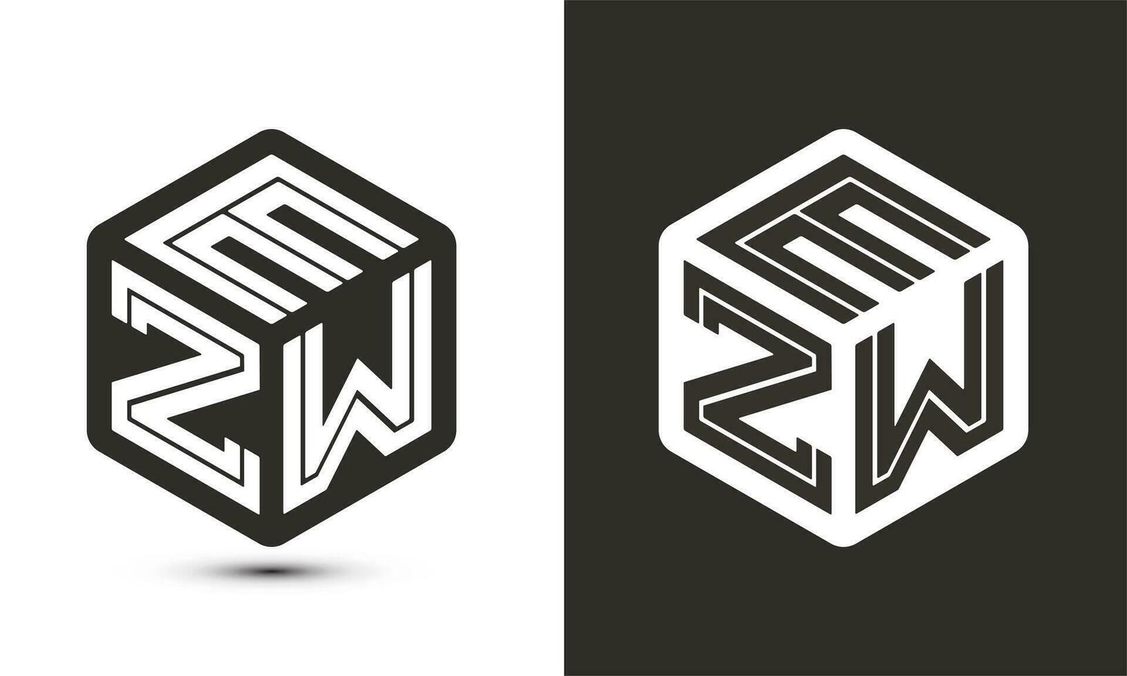 EZW letter logo design with illustrator cube logo, vector logo modern alphabet font overlap style.