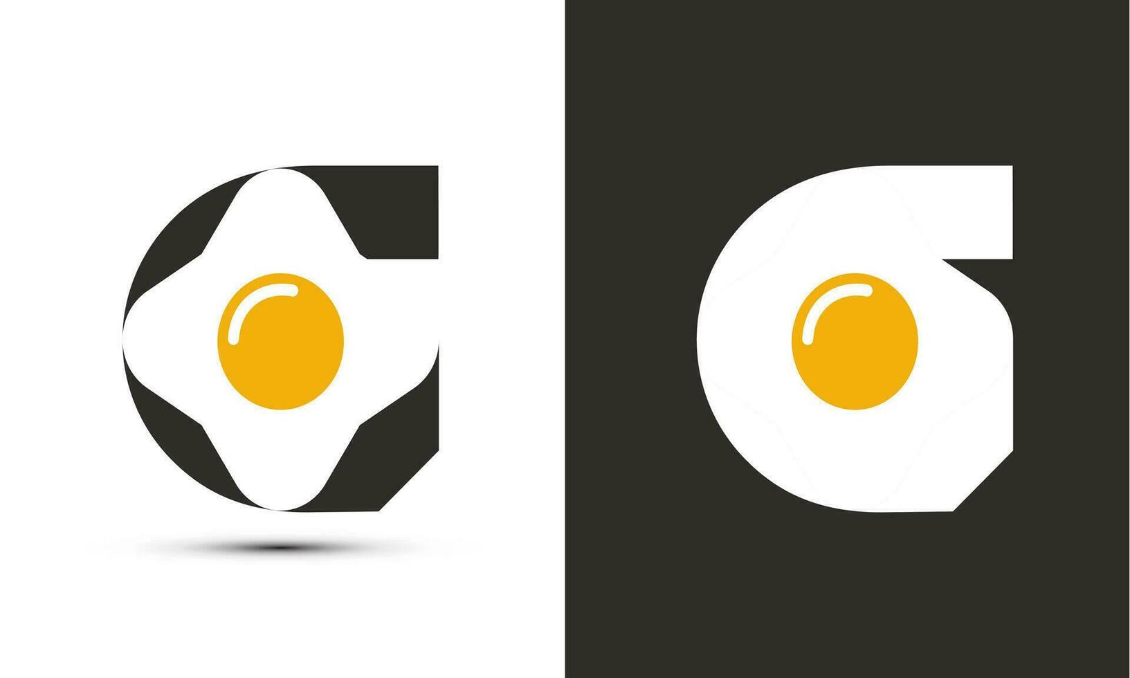 Modern illustration logo design initial G combine with fried egg. vector