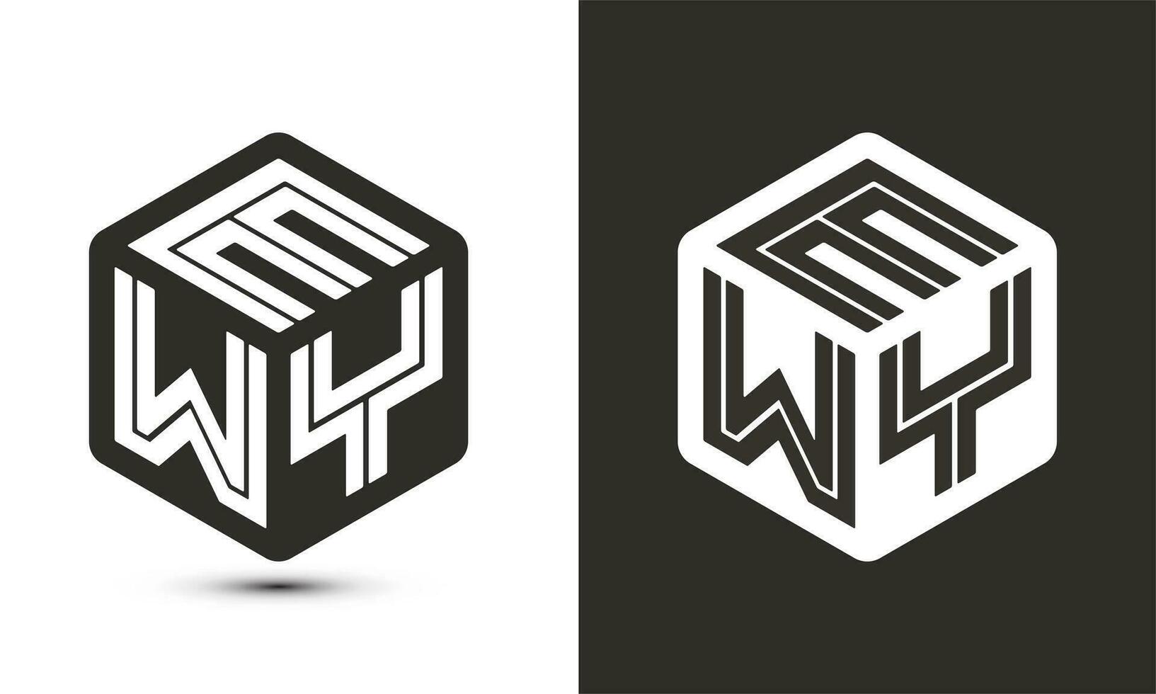 EWY letter logo design with illustrator cube logo, vector logo modern alphabet font overlap style.