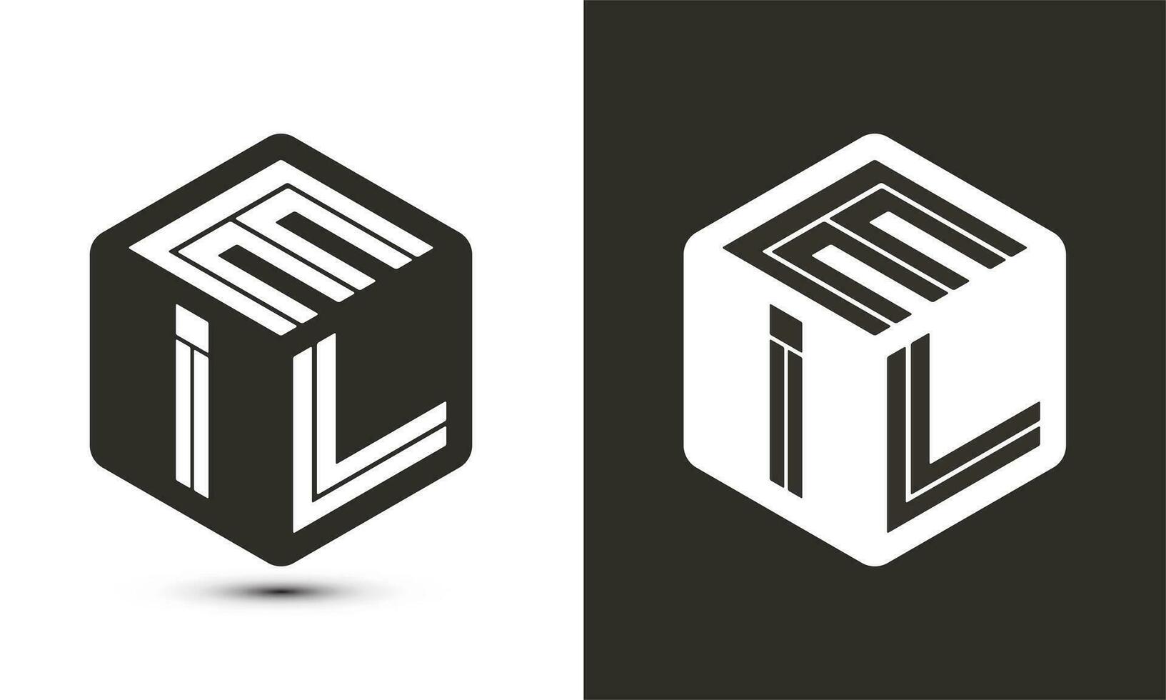 EIL letter logo design with illustrator cube logo, vector logo modern alphabet font overlap style.