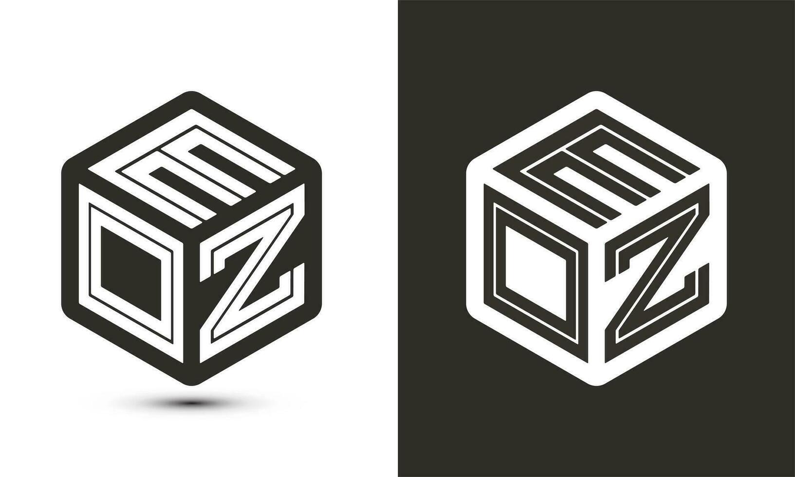 EOZ letter logo design with illustrator cube logo, vector logo modern alphabet font overlap style.