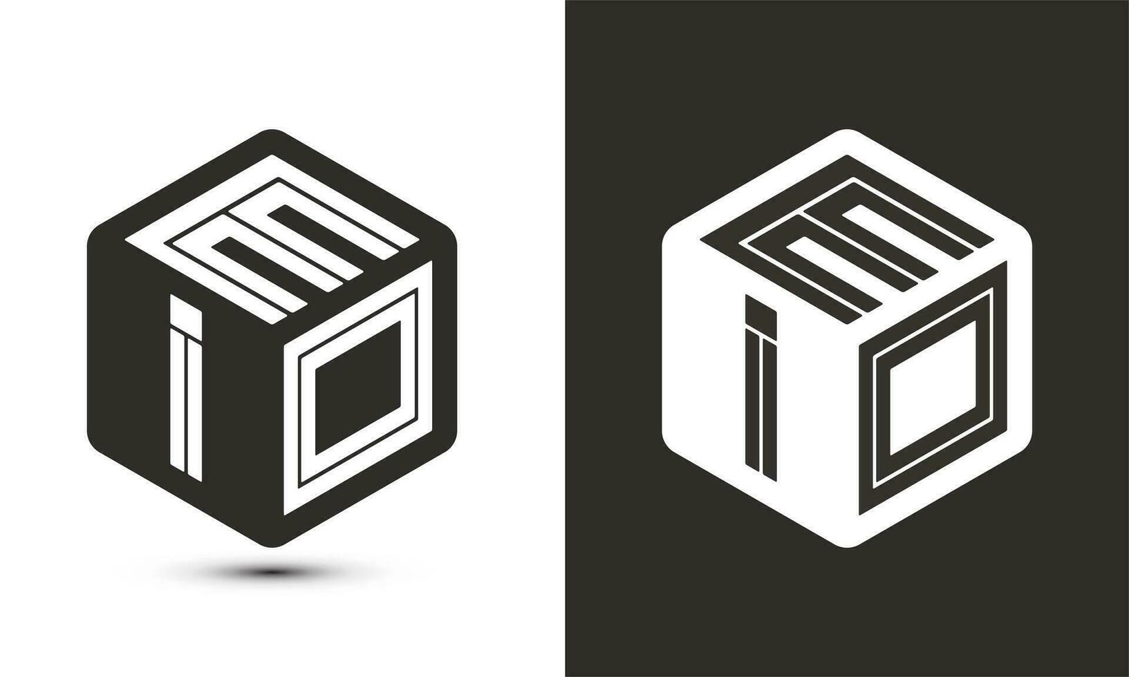 EIO letter logo design with illustrator cube logo, vector logo modern alphabet font overlap style.