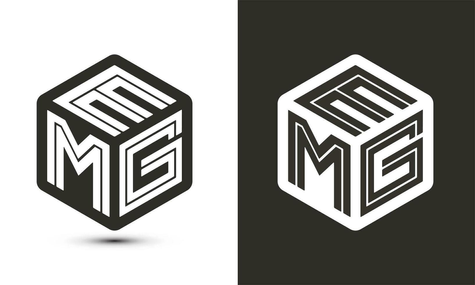 emg letra logo diseño con ilustrador cubo logo, vector logo moderno alfabeto fuente superposición estilo.