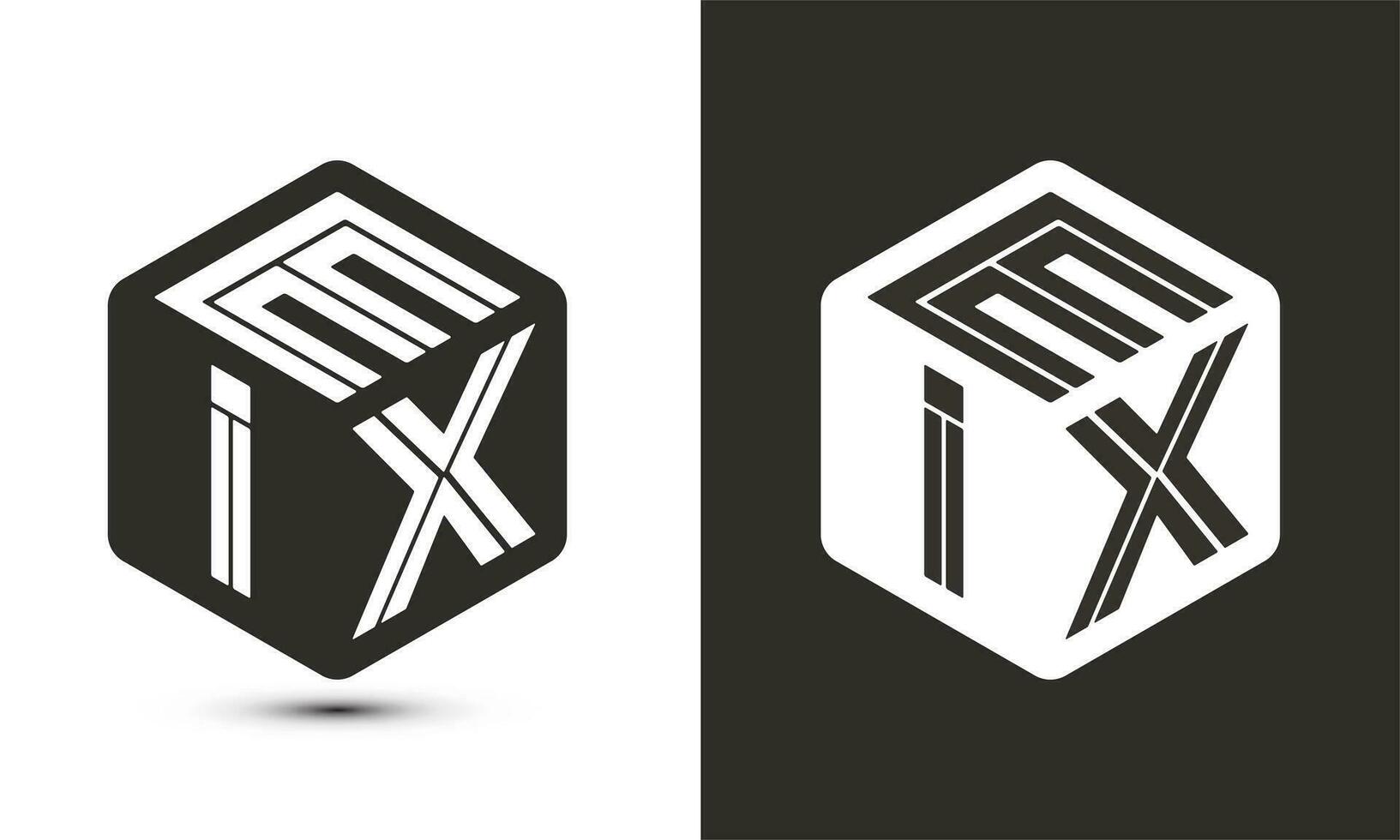 EIX letter logo design with illustrator cube logo, vector logo modern alphabet font overlap style.