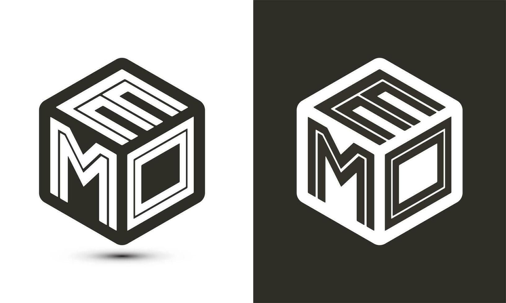 EMO letter logo design with illustrator cube logo, vector logo modern alphabet font overlap style.