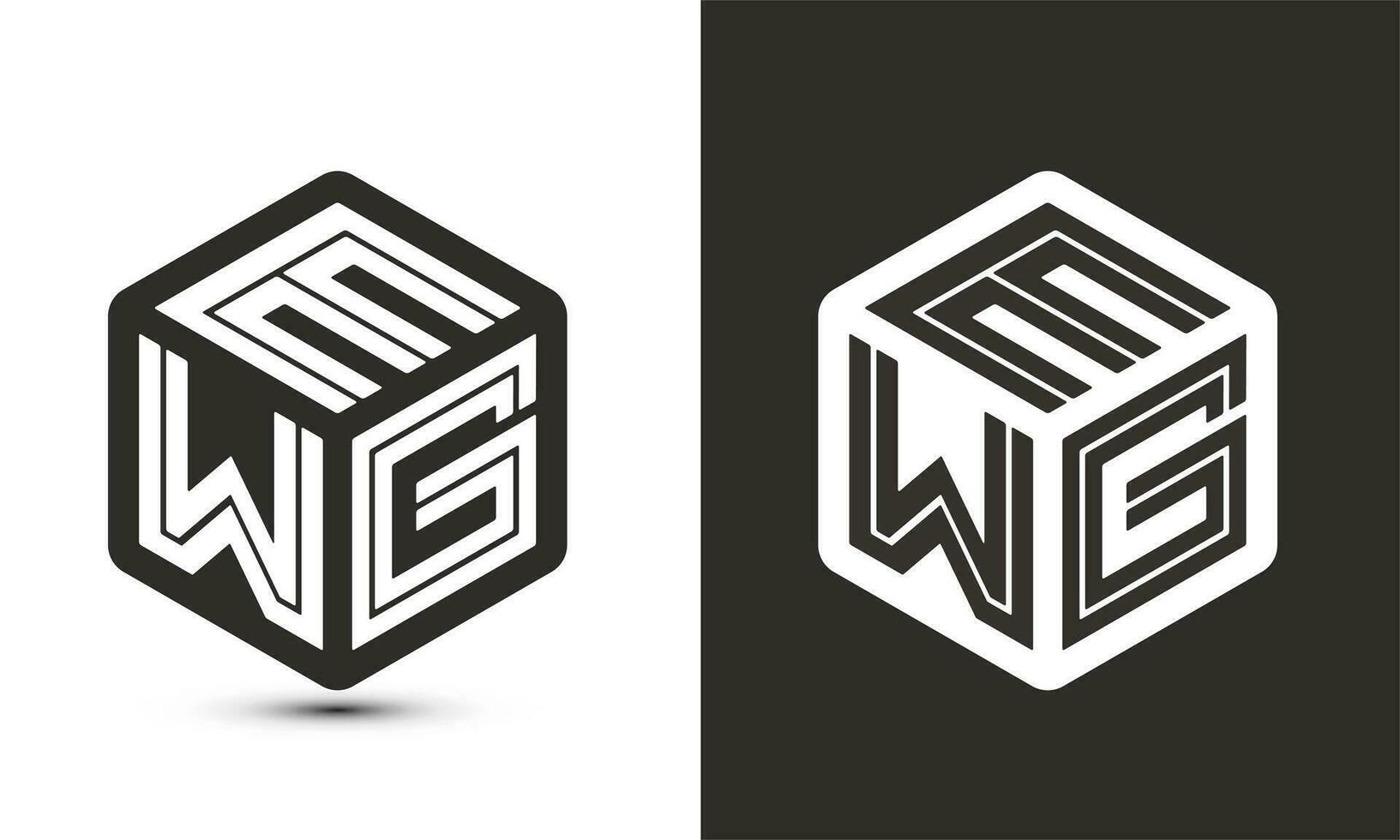 ewg letra logo diseño con ilustrador cubo logo, vector logo moderno alfabeto fuente superposición estilo.