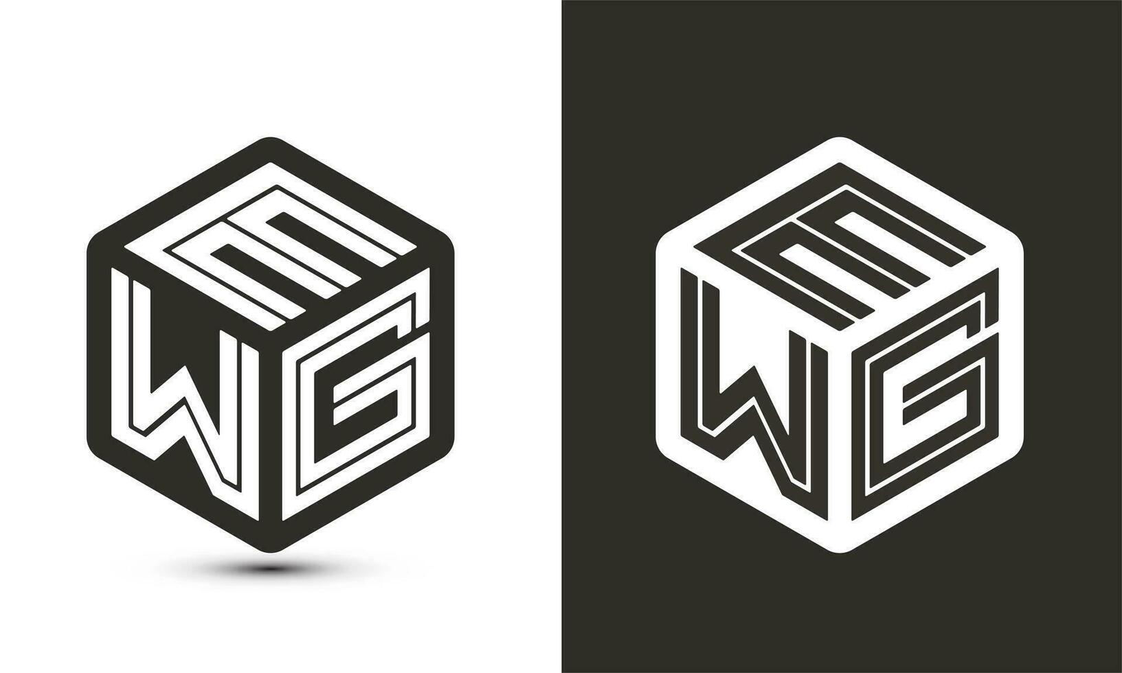EWG letter logo design with illustrator cube logo, vector logo modern alphabet font overlap style.