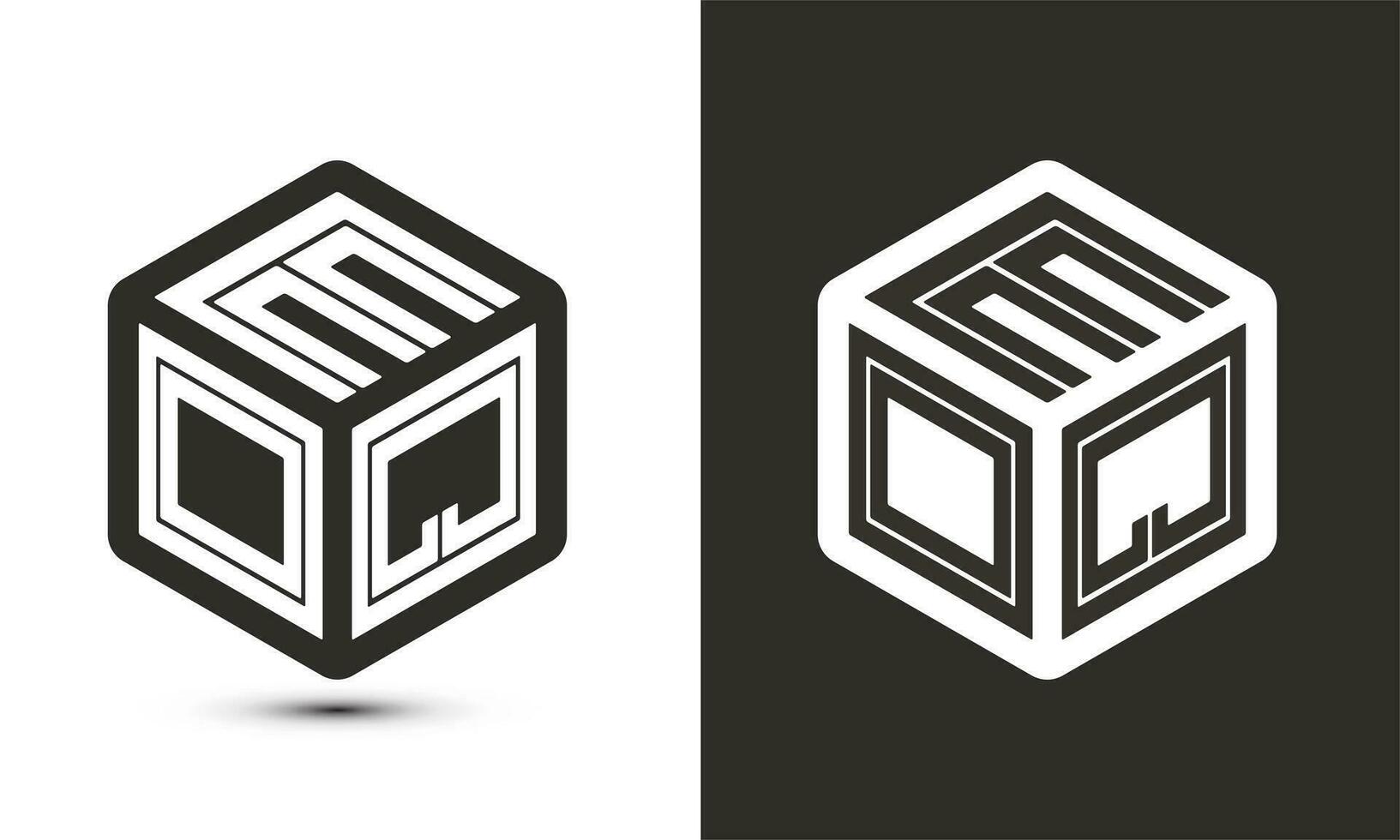 EOQ letter logo design with illustrator cube logo, vector logo modern alphabet font overlap style.