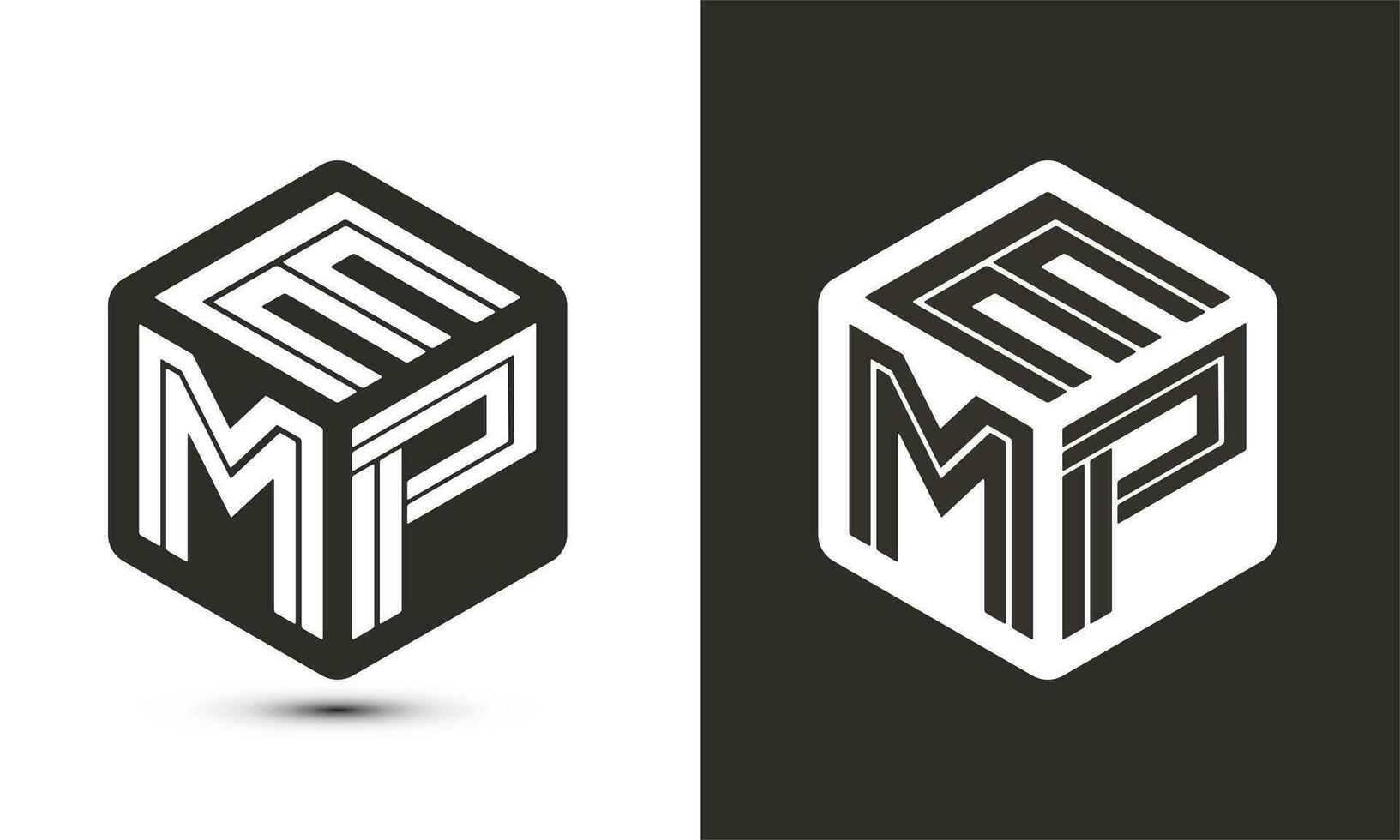 EMP letter logo design with illustrator cube logo, vector logo modern alphabet font overlap style.