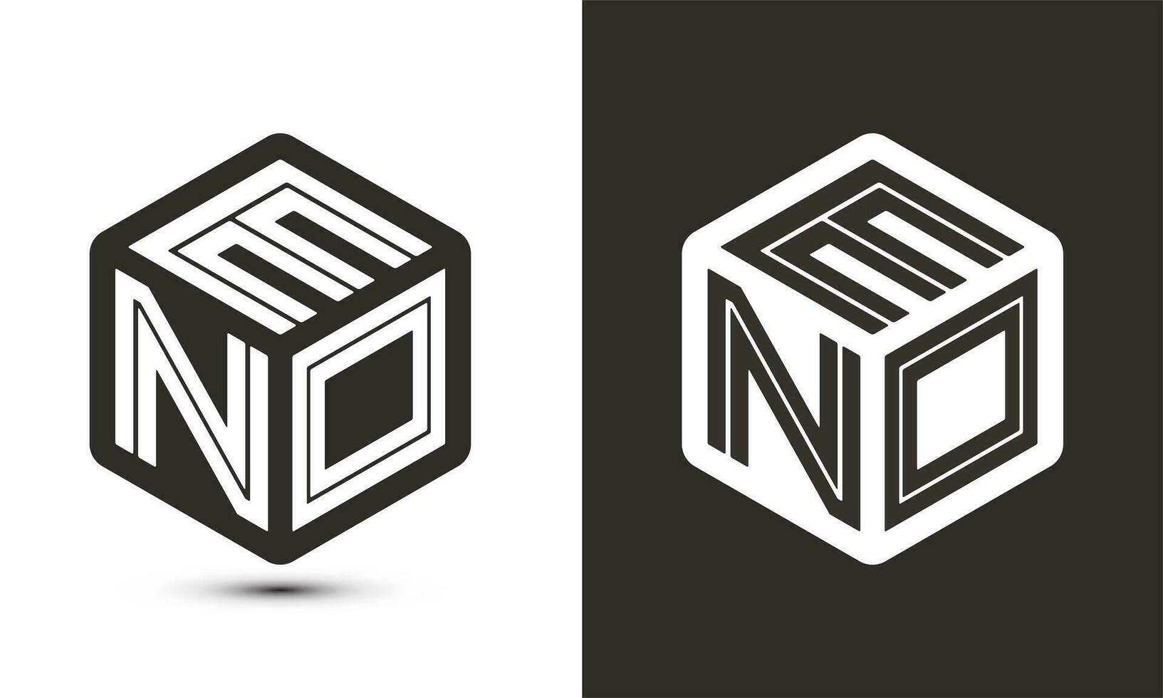 eno letra logo diseño con ilustrador cubo logo, vector logo moderno alfabeto fuente superposición estilo.