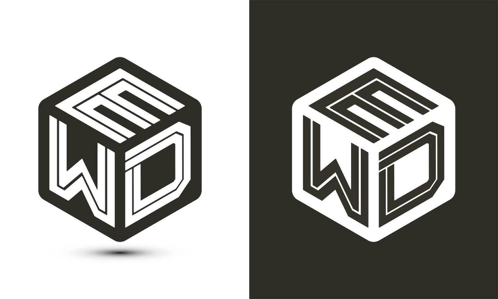 EWD letter logo design with illustrator cube logo, vector logo modern alphabet font overlap style.