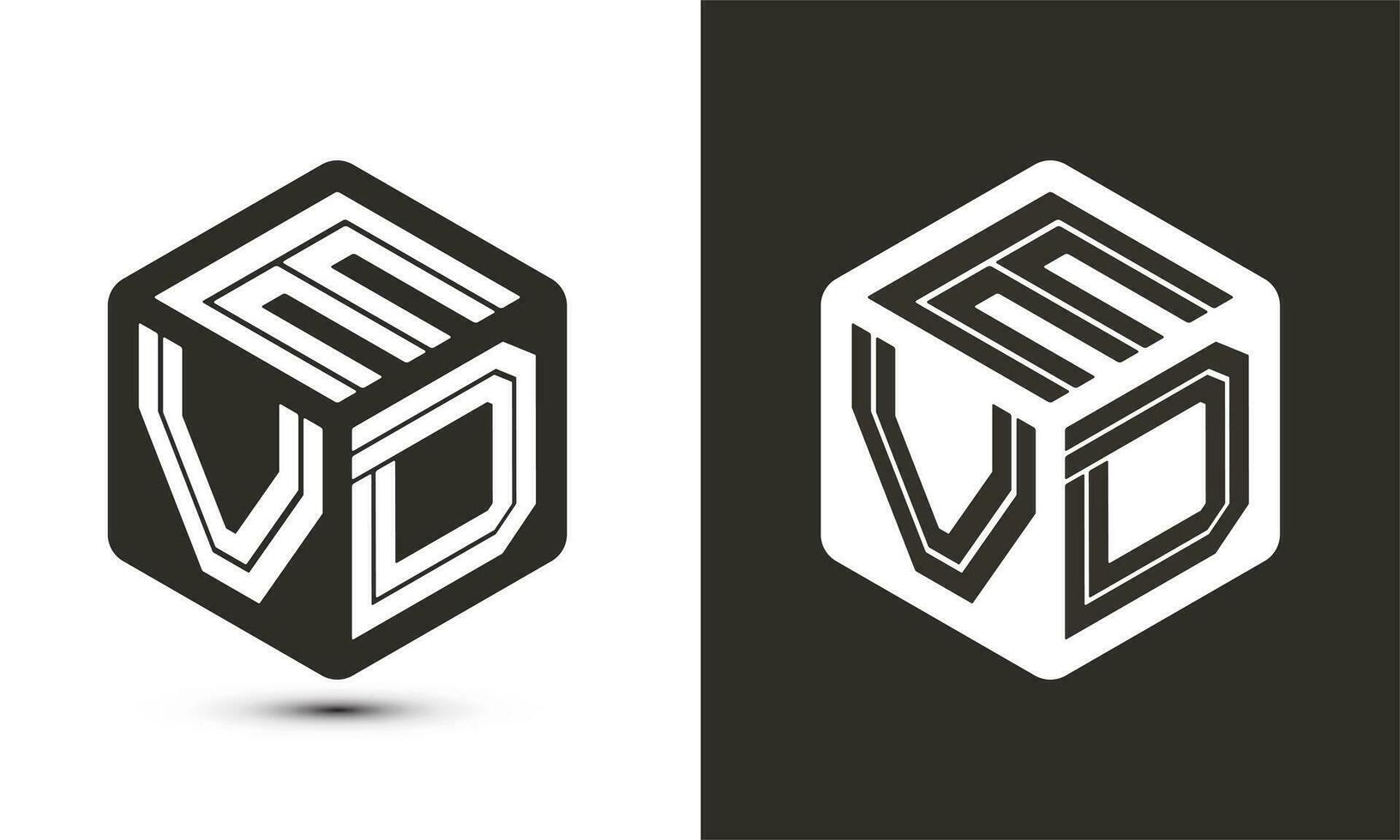 EVD letter logo design with illustrator cube logo, vector logo modern alphabet font overlap style.