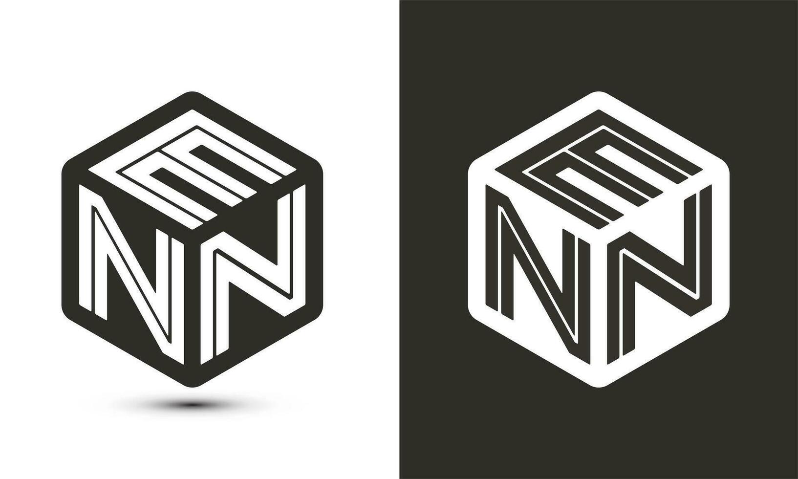 ENN letter logo design with illustrator cube logo, vector logo modern alphabet font overlap style.