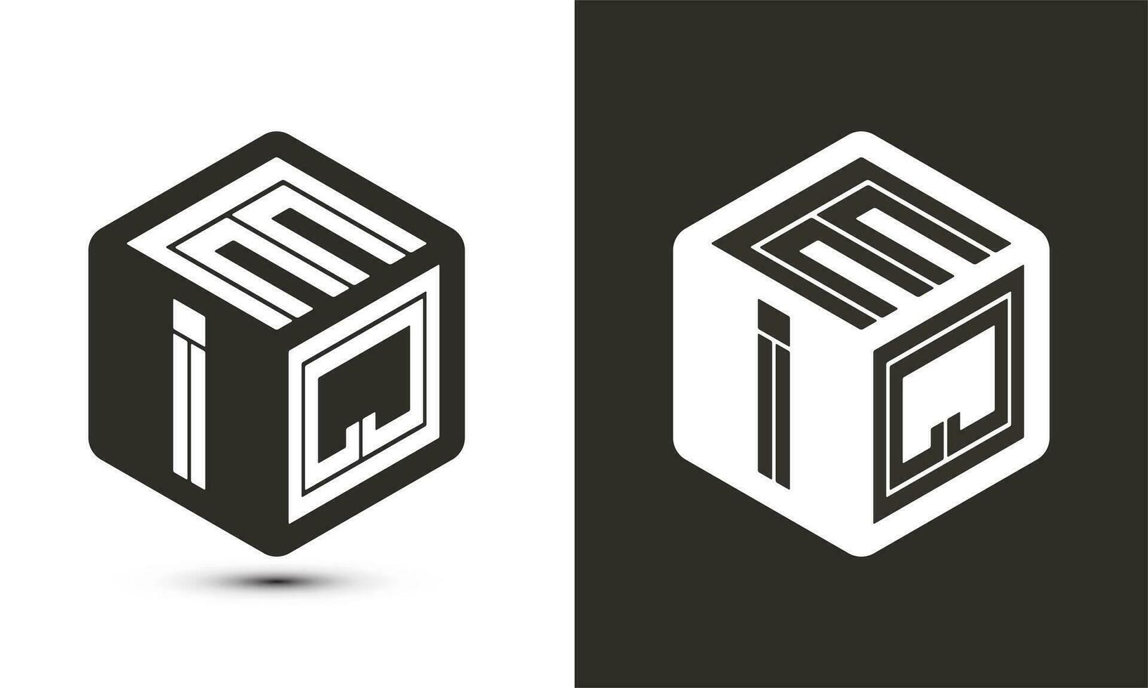 EIQ letter logo design with illustrator cube logo, vector logo modern alphabet font overlap style.