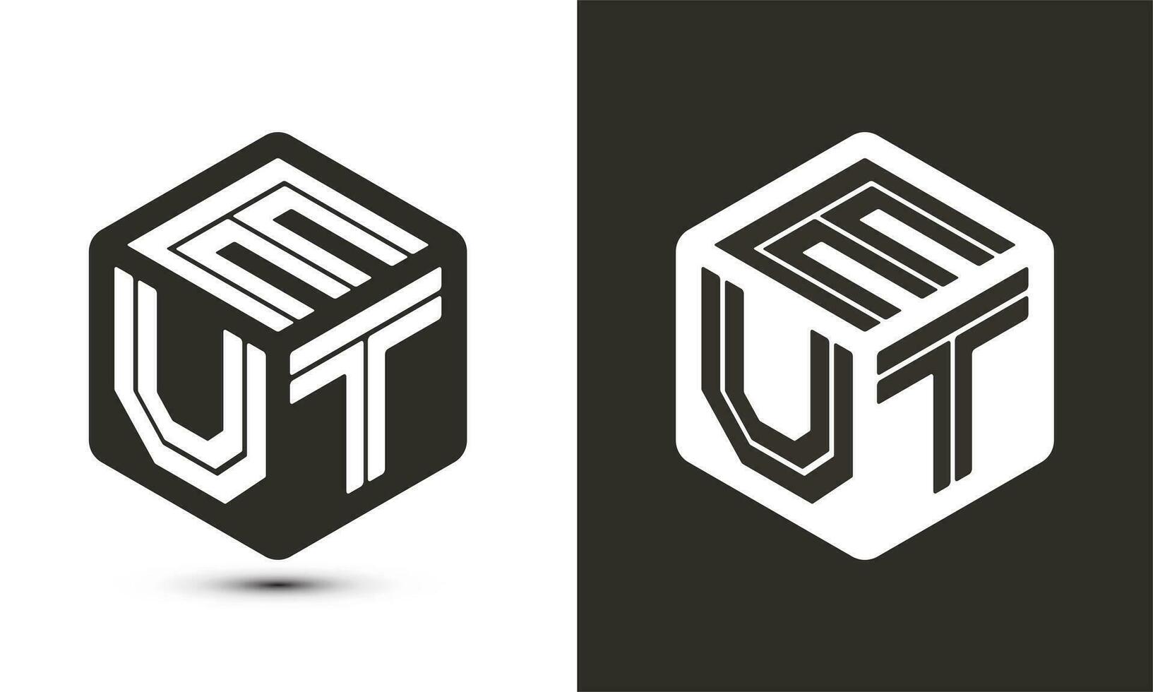 EUT letter logo design with illustrator cube logo, vector logo modern alphabet font overlap style.