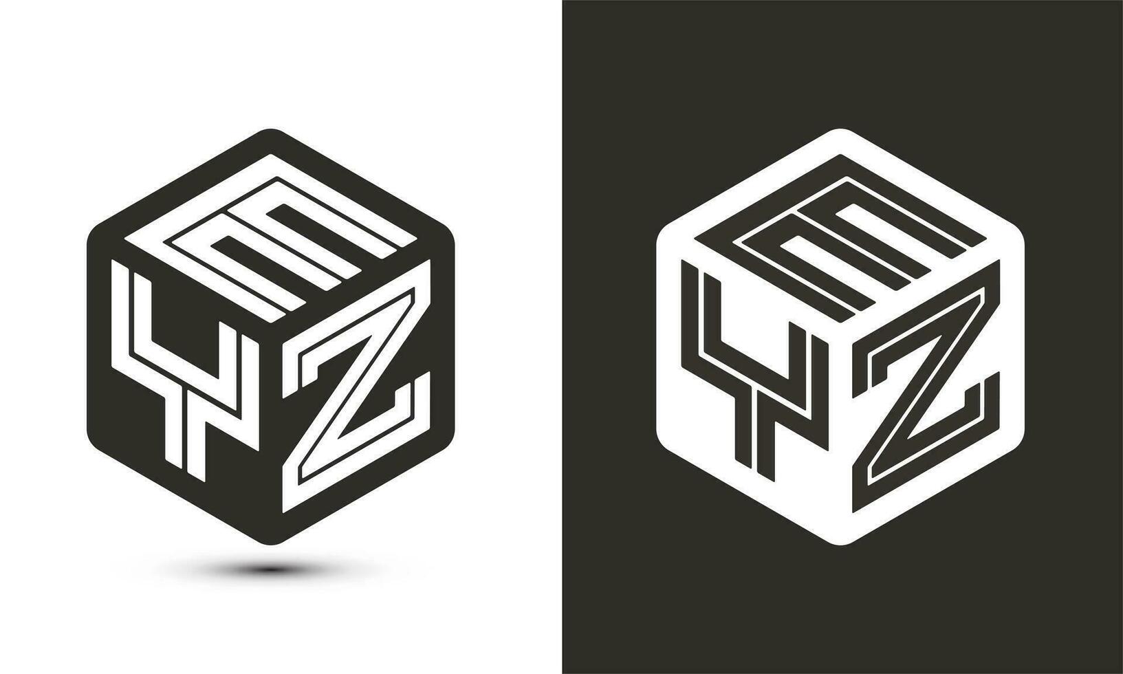 EYZ letter logo design with illustrator cube logo, vector logo modern alphabet font overlap style.