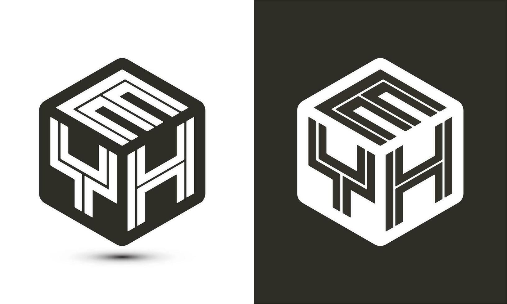 EYH letter logo design with illustrator cube logo, vector logo modern alphabet font overlap style.